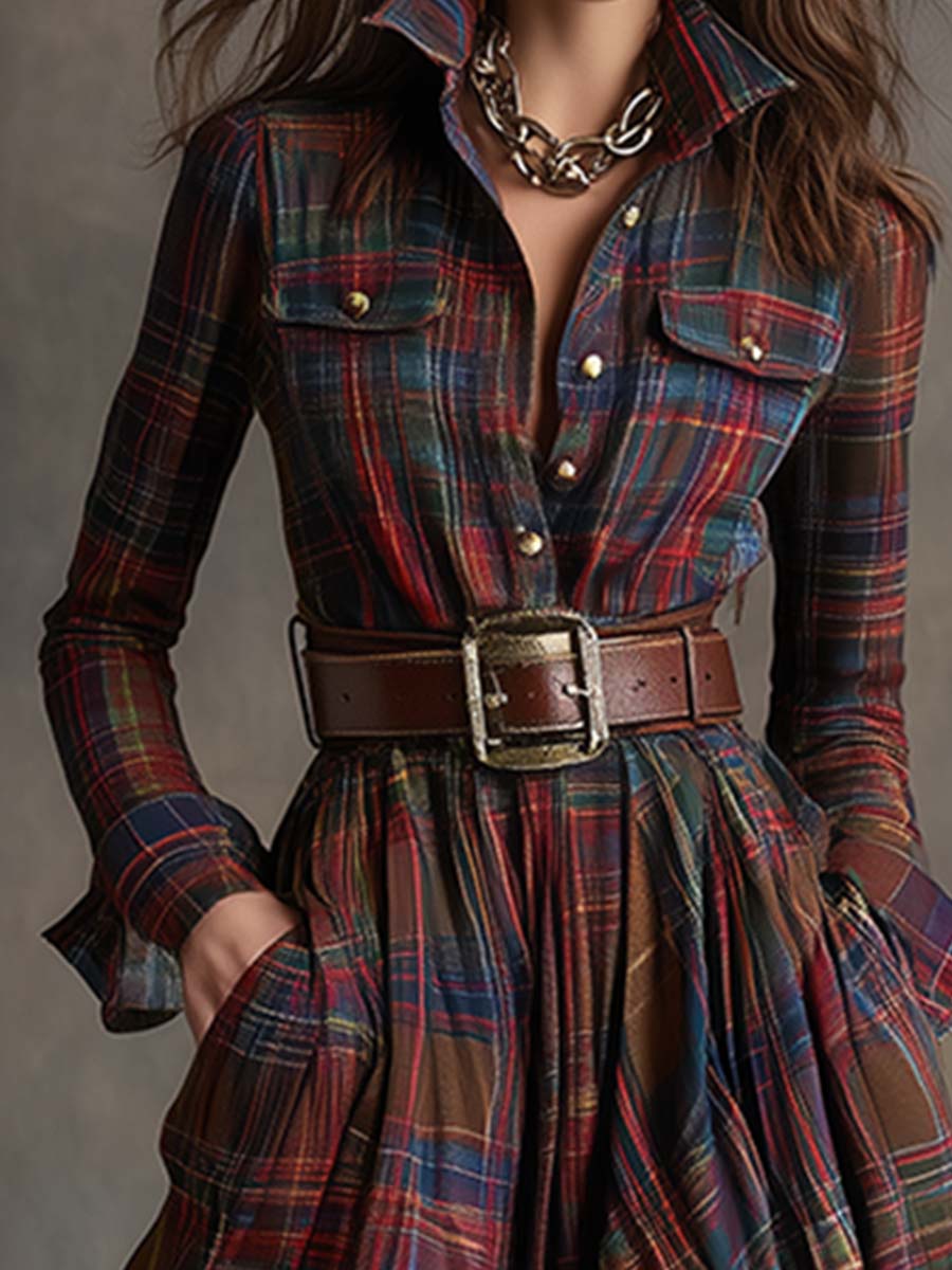 Giulietta – Maxi Checked Shirt Dress with Belt