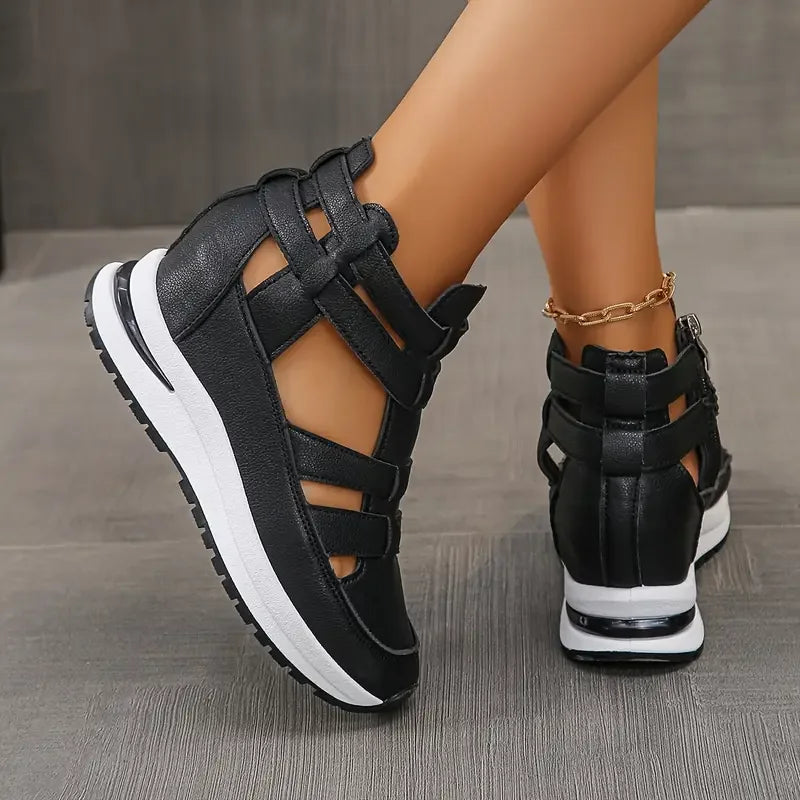 Romina - Elegant and Lightweight Wedge Sandals with Side Zip