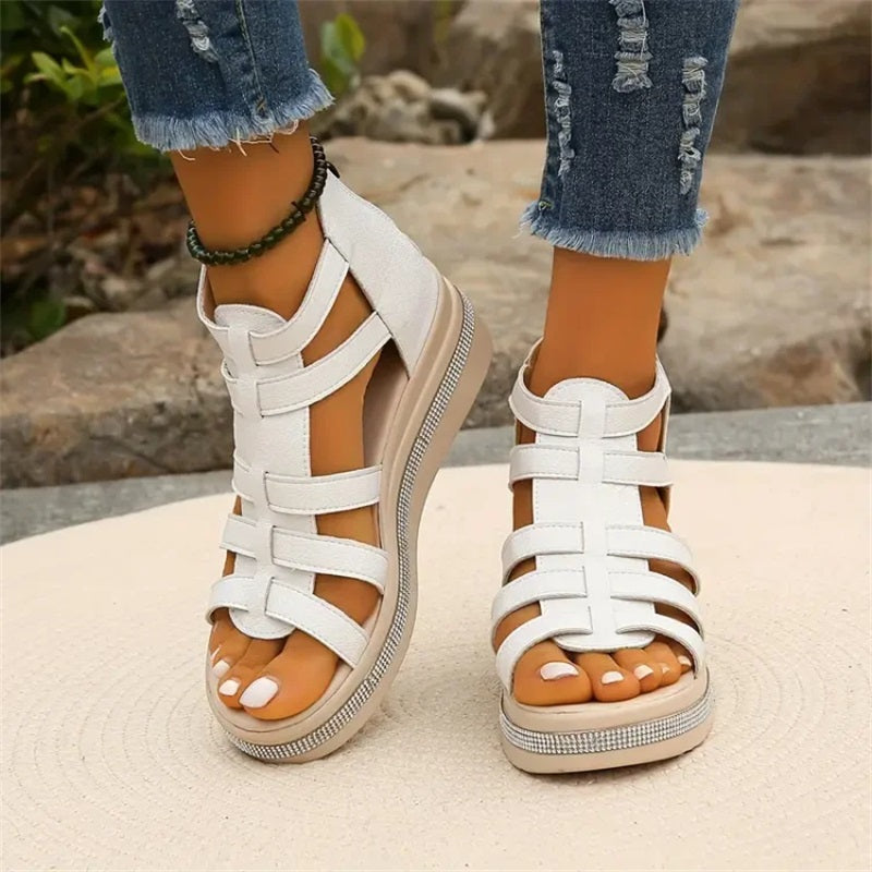Tina - Wedge Sandals with Rhinestone Decoration