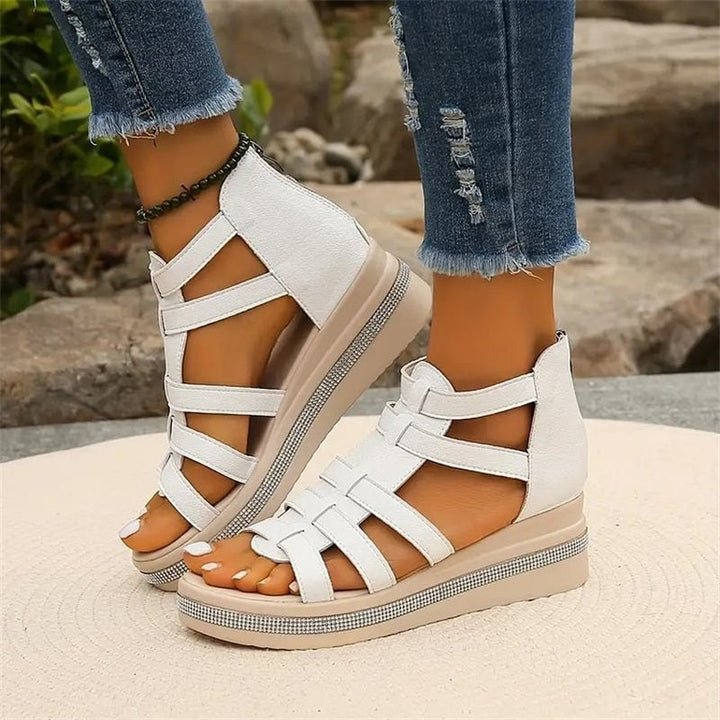 Tina - Wedge Sandals with Rhinestone Decoration