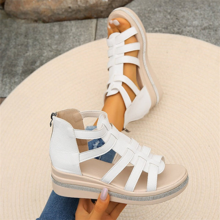 Tina - Wedge Sandals with Rhinestone Decoration