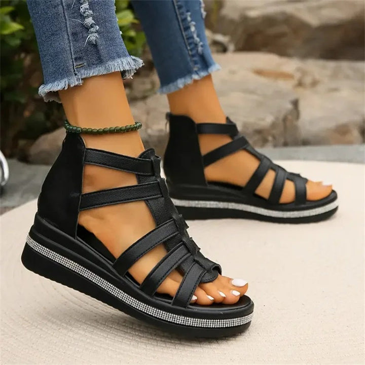 Amira - Rhinestone Wedge Heel Sandals