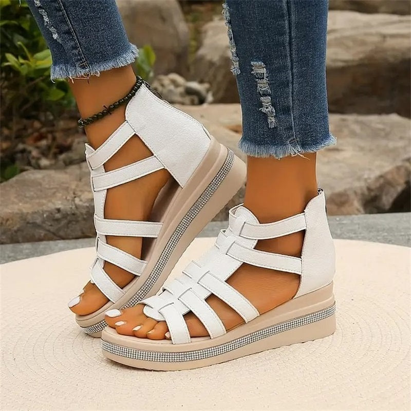 Amira - Rhinestone Wedge Heel Sandals