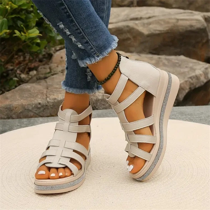 Amira - Rhinestone Wedge Heel Sandals