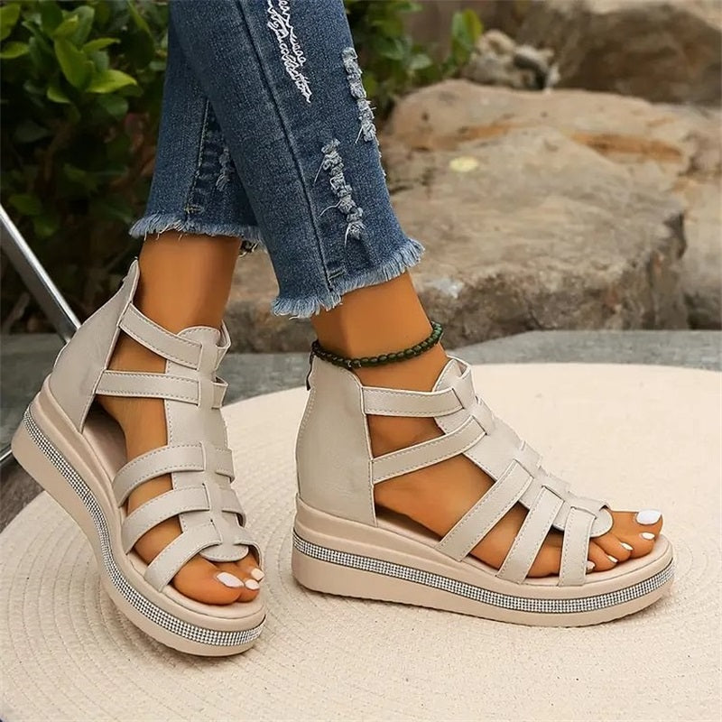 Amira - Rhinestone Wedge Heel Sandals