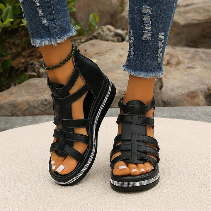 Amira - Rhinestone Wedge Heel Sandals